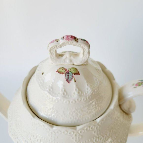 Vintage Spode's Jewel Billingsley Rose Pink Coffee Pot Embossed Lace Pattern - Picture 2 of 12